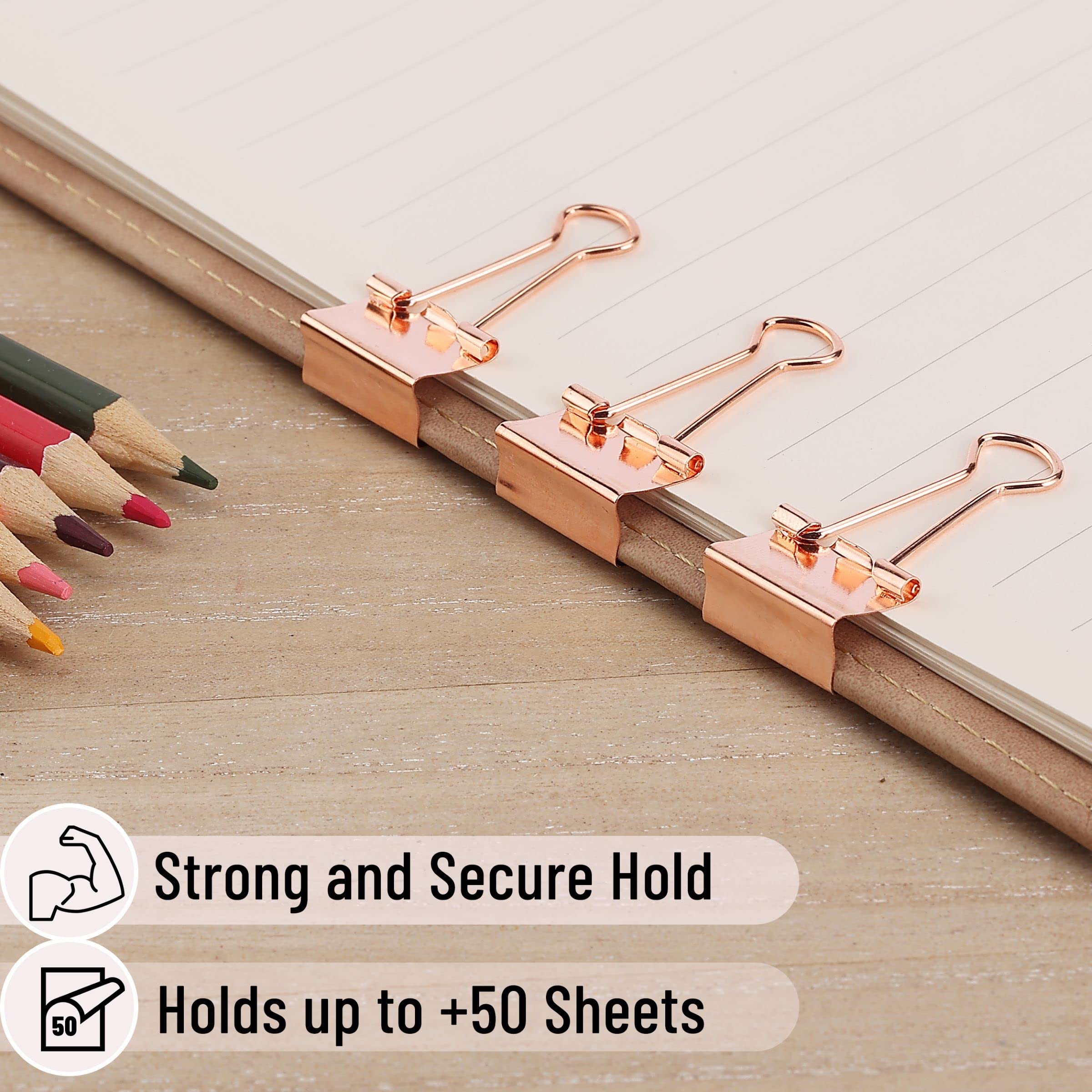 Mr. Pen- 50 Pack Rose Gold Small Binder Clips (0.75 Inch) - Mini Office Paper Clips for Organizing Documents, School Supplies, Craft Projects & Bulletin Boards