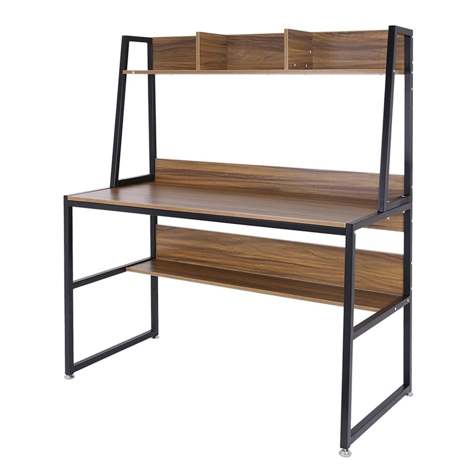 47 Inch Computer Desk with Shelves - Home Office Desk for Small Spaces, Study Writing Desk with Storage | Compact Workstation for Bedroom, Dorm & Apartment | Sturdy Brown Wooden Desk for Remote Work & Online Learning