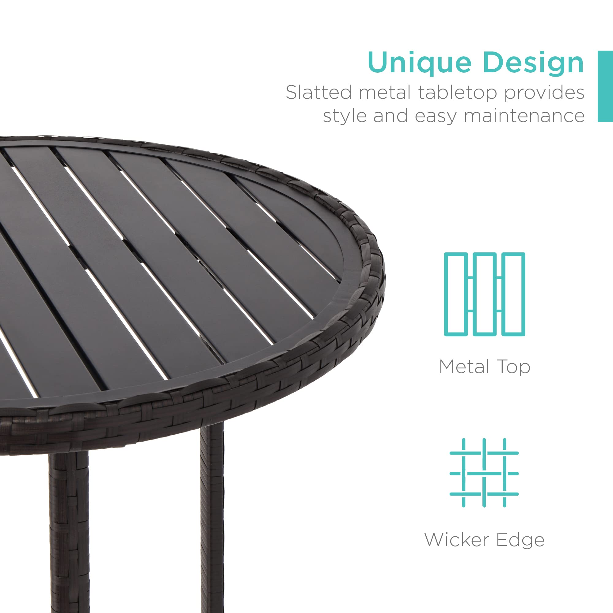 Best Choice Products 3-Piece Patio Bar Table Set - Outdoor Wicker Bar Height Bistro Furniture with Barstools & Cushions, Steel Frame in Brown/Red - Perfect for Backyard, Poolside, Balcony & Garden Entertaining