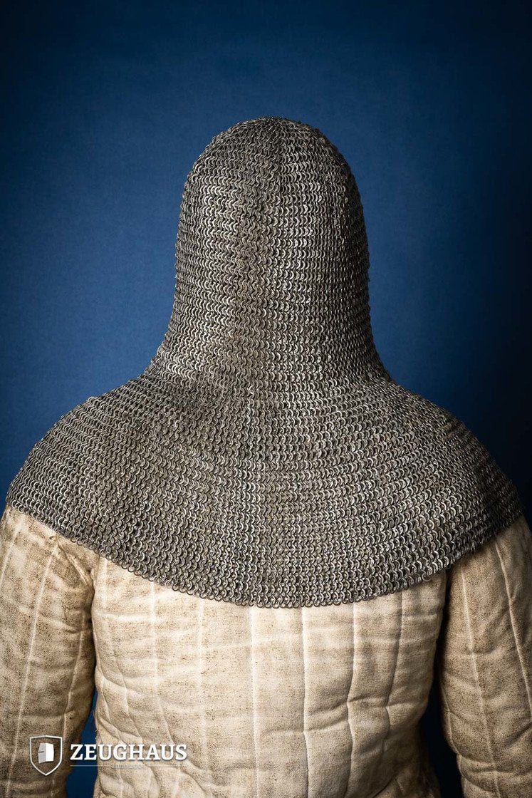 Chainmail Hood - 6mm Steel Flat Ring Riveted Medieval Armor for LARP, Cosplay & Renaissance Fairs - Oil Finished for Durability & Rust Protection