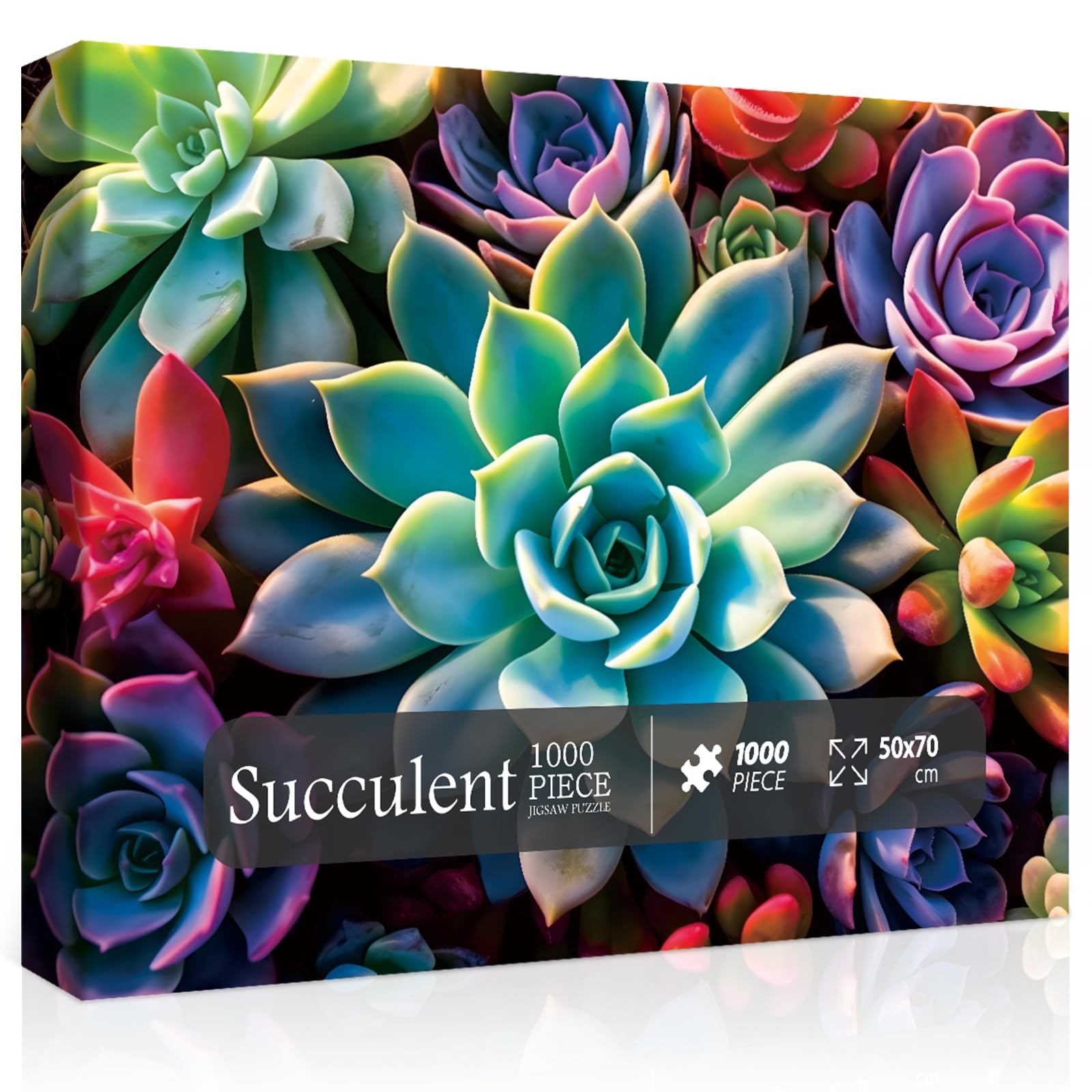1000 Piece Impossible Succulent Jigsaw Puzzle for Adults - Colorful Botanical Plant Puzzle, Challenging Nature Collage - Perfect for Relaxation, Stress Relief & Home Decor