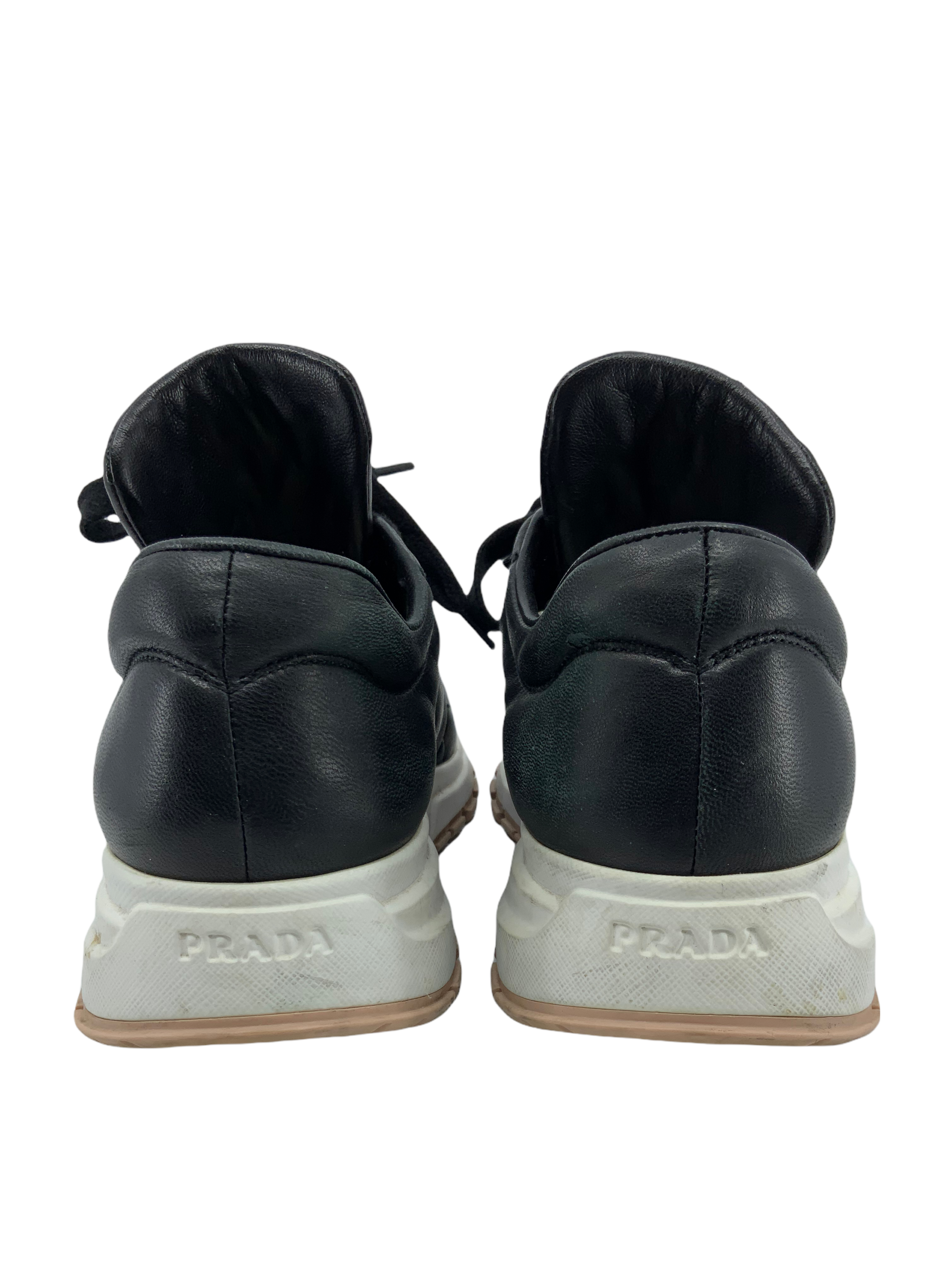 Prada Leather Allacciate Sneakers for Women - Size 9 | Premium Italian Designer Shoes for Casual Wear & Street Style Fashion