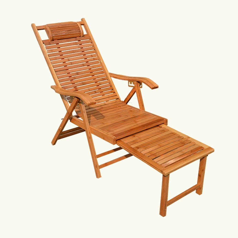 Portable Folding Bamboo Chair - Lightweight Telescopic Lounge Chair for Indoor & Outdoor Use - Perfect for Beach, Picnic, Camping, and Elderly Relaxation