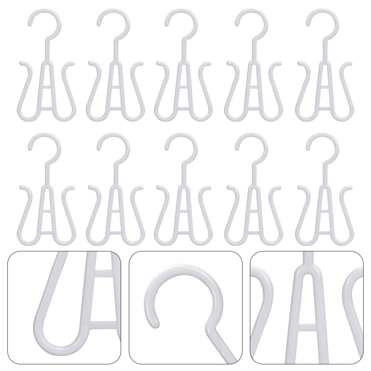 CLISPEED 10-Pack White Plastic Shoe Hangers - Double Hook Shoe Rack Organizer for Drying & Storage - Space-Saving Hanging Shoe Rack for Sneakers, Slippers & Boots - Perfect for Closet, Bathroom & Laundry Room Organization