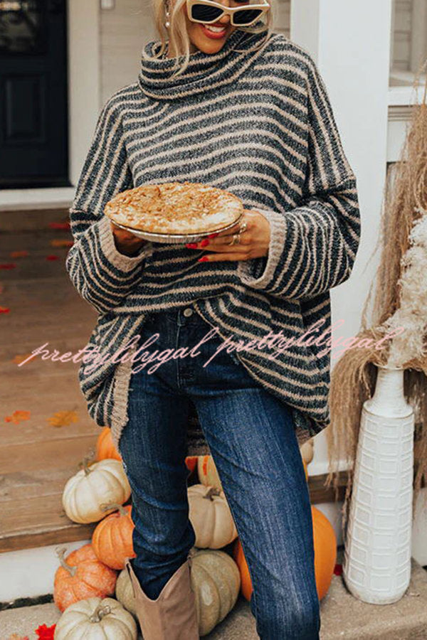 Stylish Striped Pocketed Tunic Sweater for Women | Comfortable Knit Pullover | Perfect for Work, Casual Outings & Fall Layering