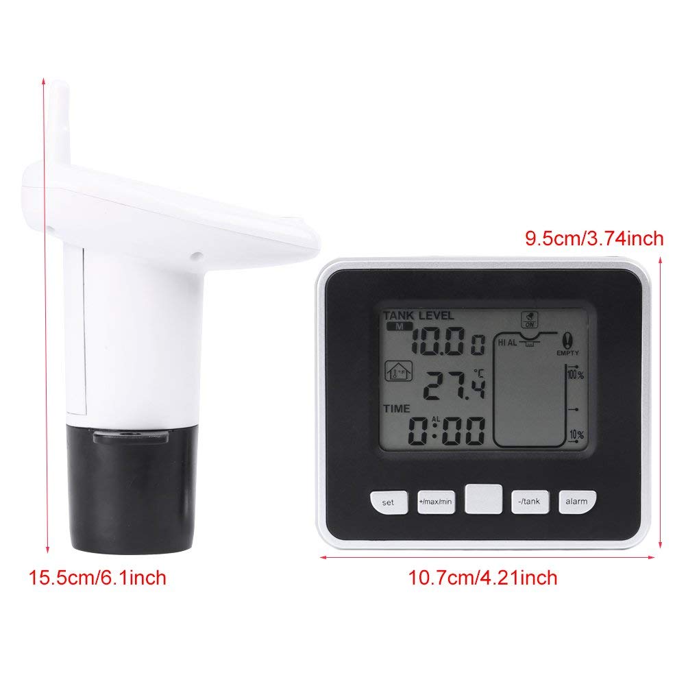 Ultrasonic Water Level Meter with Temperature Sensor - Digital Display Tank Depth Gauge for Water Storage, Pools, and Industrial Liquid Monitoring