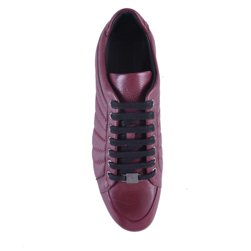 Versace Collection Men's Burgundy Leather Fashion Sneakers - Comfortable Casual Shoes for Men | Stylish Designer Sneakers for Everyday Wear, Work & Social Events