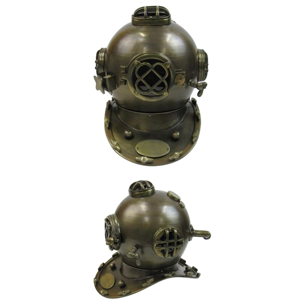 Vintage Aluminum Diving Helmet Mark Five - Antique Finish Scuba Diving Gear for Outdoor Adventures, Camping & Underwater Exploration