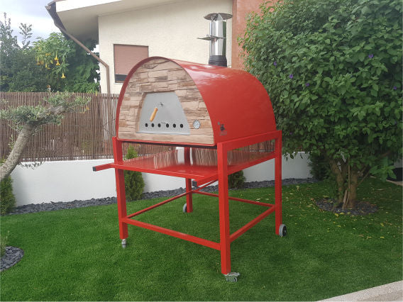 MAXIMUS PRIME Large Portable Pizza Oven - Outdoor Wood Fired Pizza Maker, Stainless Steel & Red Finish - Perfect for Backyard, Camping, Picnics and Tailgating Parties