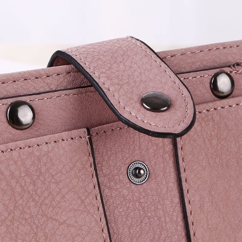 Vintage Women's Wallet with Rivets - Slim Card Holder & Coin Purse for Girls (13x9.5x2.5cm) - Perfect for Everyday Use, Travel & Gift Giving