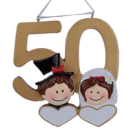 50th Wedding Anniversary Ornament - Personalized Golden Keepsake for Couples Celebrating 50 Years of Marriage - Perfect Christmas Gift for Parents & Grandparents - Home Decor, Tree Ornament, Romantic Gift Idea