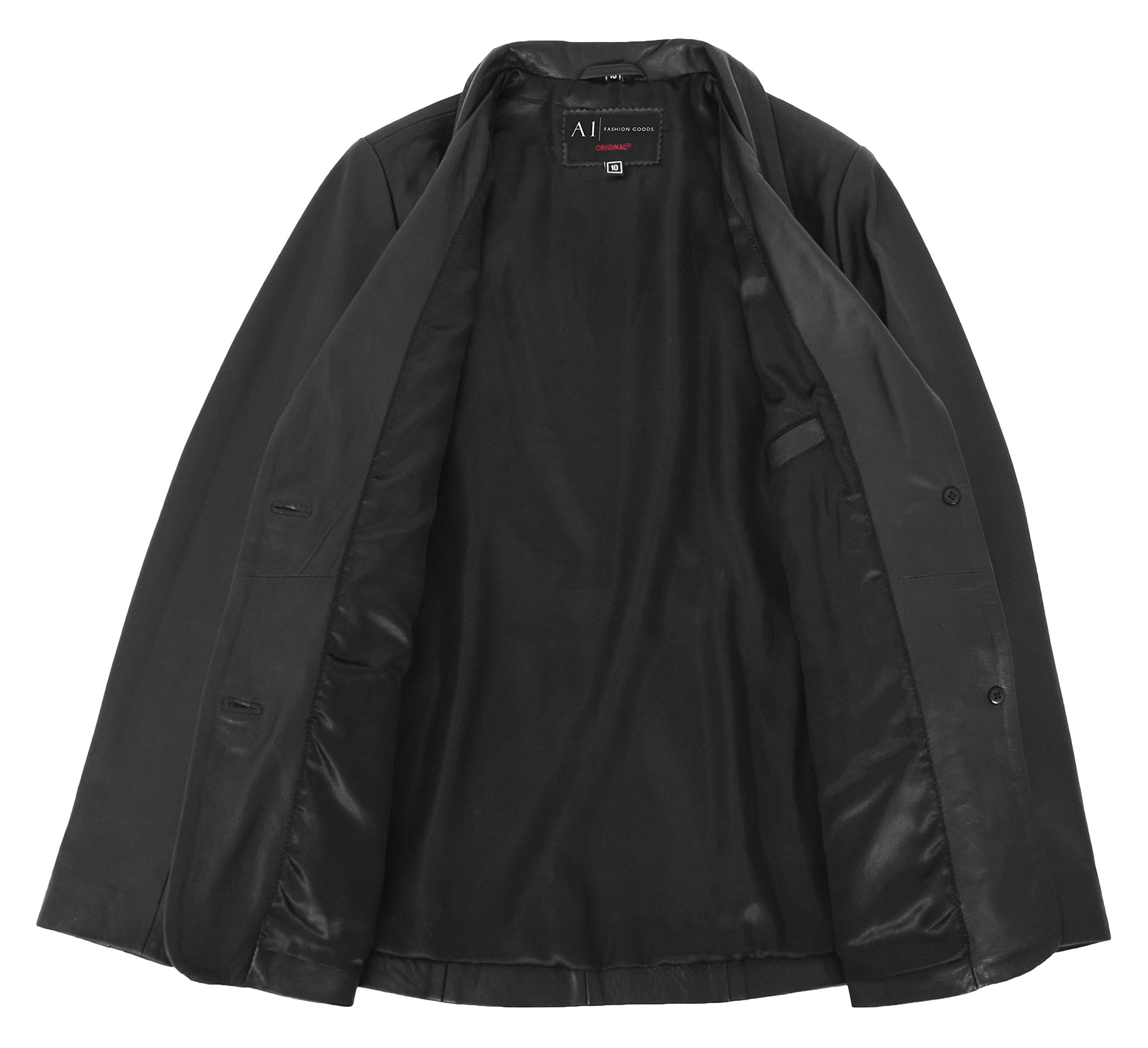 Women's Black Leather Blazer - Classic Dinner Jacket Style Coat for Office, Party & Formal Events | Alana Collection