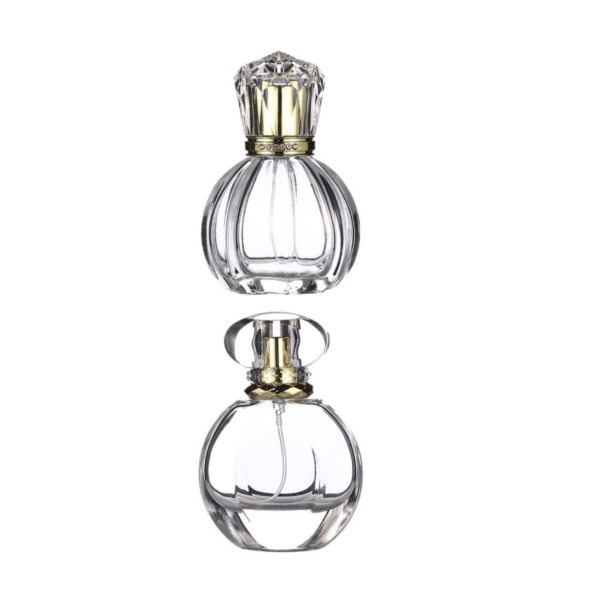 Vintage Perfume Bottles 2 Pack - Empty Glass Perfume Spray Bottles with Fine Mist Sprayer for Travel, Sample Storage & Fragrance Decanting | Portable Perfume Containers for Purse, Gym Bag & Toiletry Kit