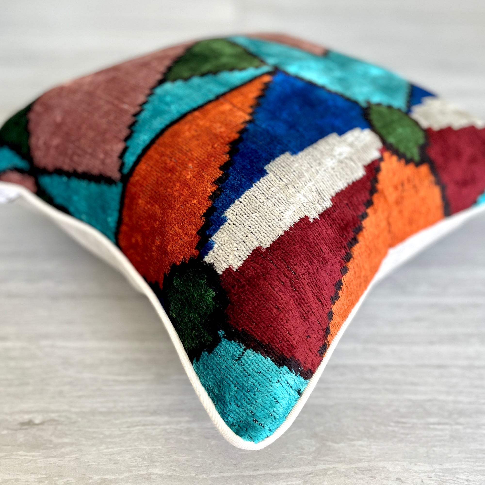 Luxury Velvet Ikat Cushion Cover Set - Bohemian Decorative Throw Pillow Covers for Sofa, Bed, Living Room Decor | Home Decor Accent Pillows