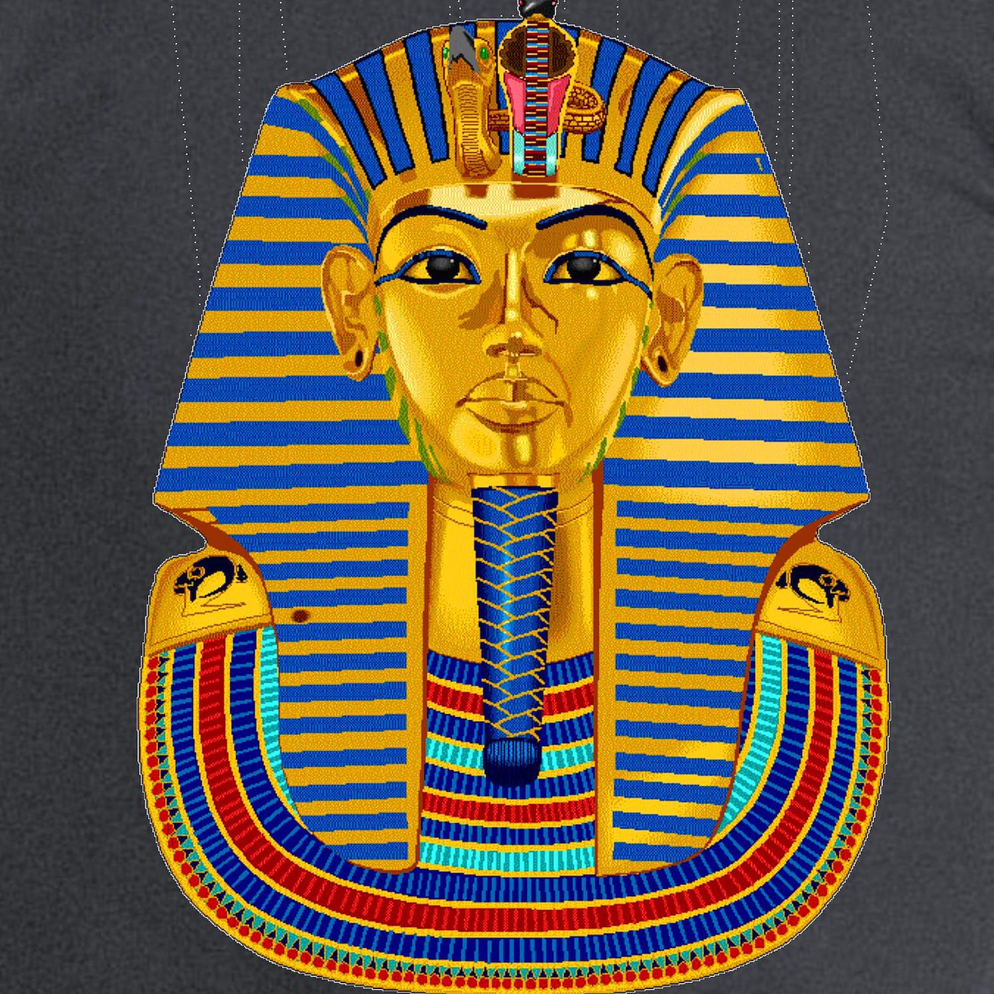 King Tut Long Sleeve Dark T-Shirt for Men - Egyptian Pharaoh Crewneck Tee | Perfect for Halloween Costumes, History Lovers & Casual Wear