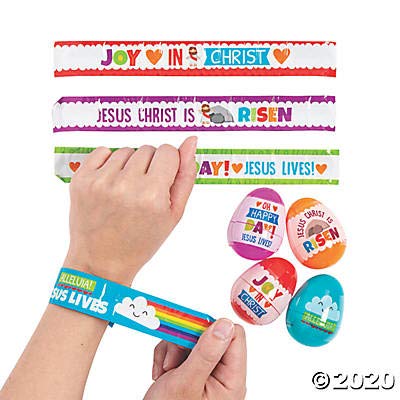 Religious Easter Slap Bracelet Filled Eggs (24-Pack) - Christian Party Favors, Sunday School Activities & Easter Egg Hunt Supplies