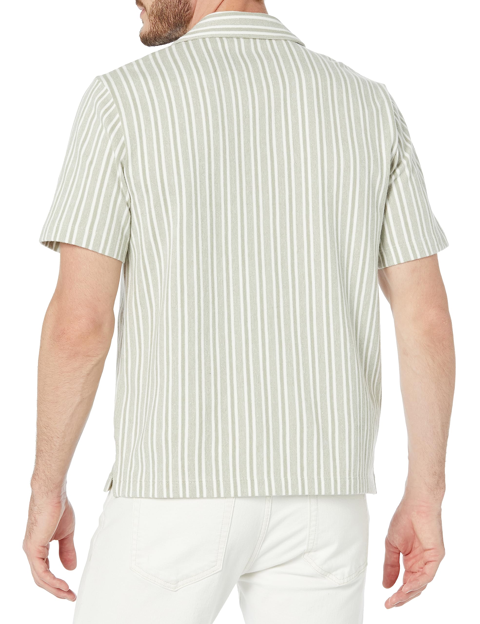 Vince Men's Cabana Stripe Short Sleeve Button Down Shirt - Casual Summer Wear for Beach, Office & Outdoor Activities