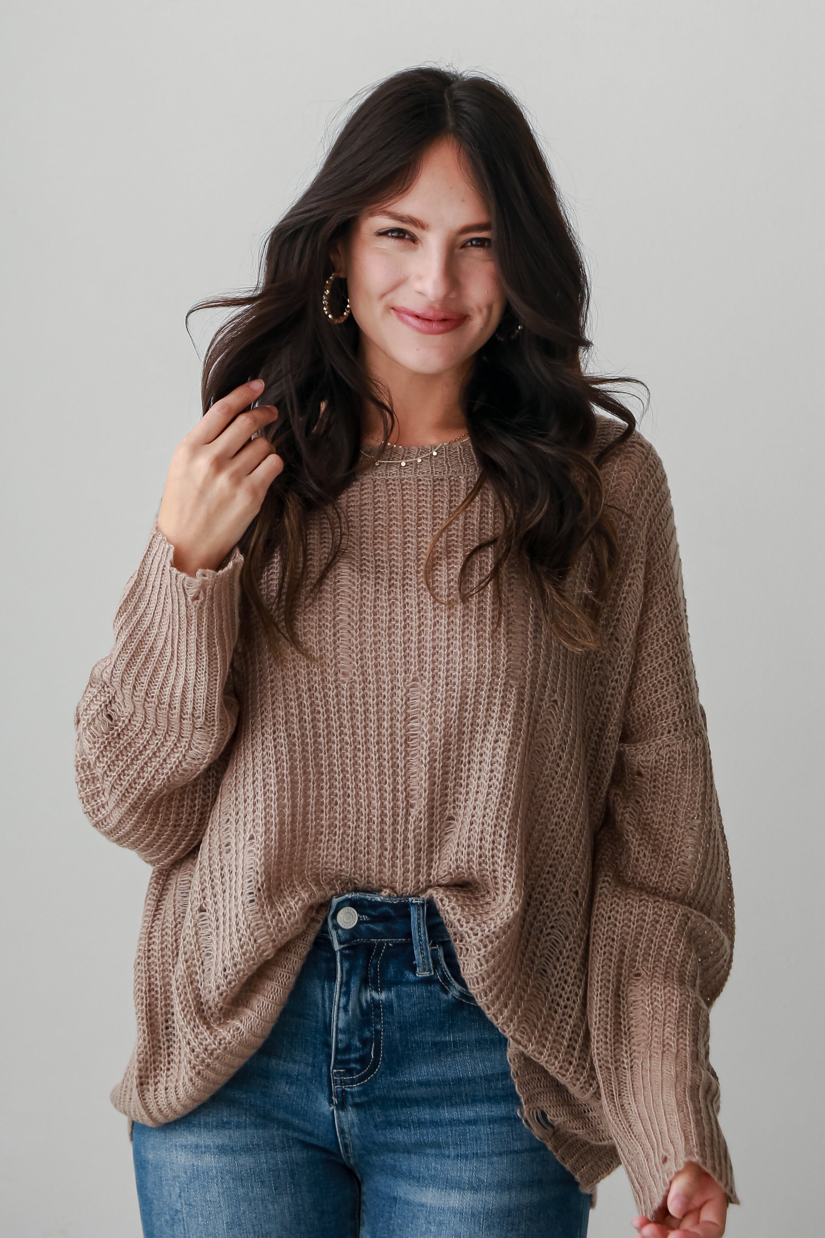 Definite Favorite Taupe Oversized Sweater Women's Casual Knit Pullover | Cozy Winter Fashion for Outfits, Layering & Loungewear