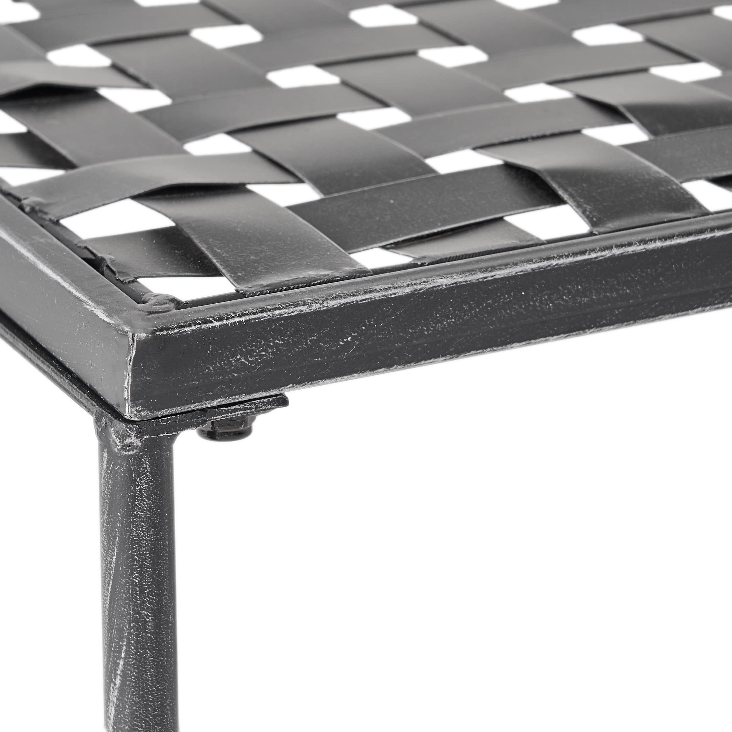 Christopher Knight Home Petra Iron Coffee Table, Black Brush Silver - Modern Living Room Centerpiece for Small Spaces & Apartments