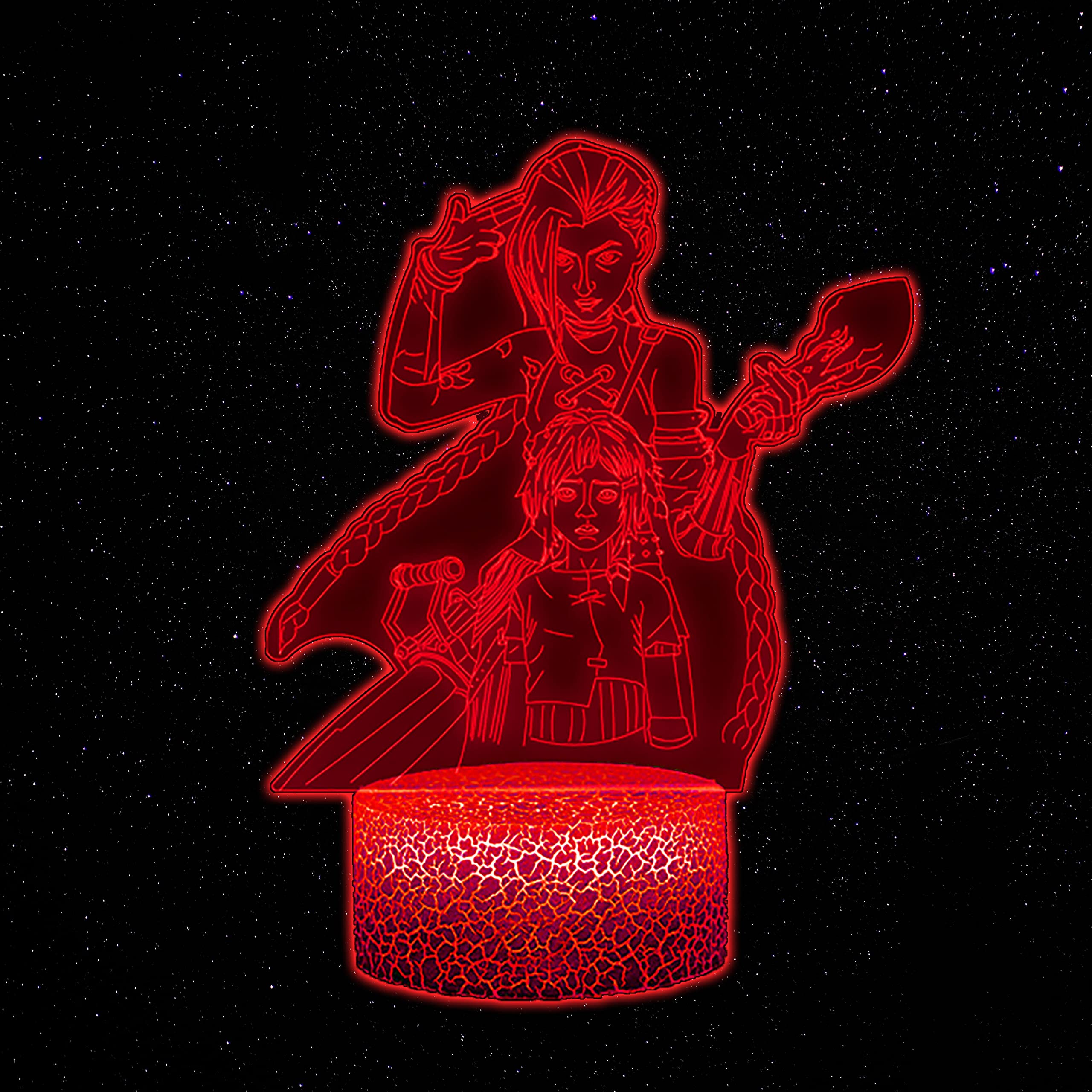 Uruzuo Jinx Arcane Anime Game 3D Illusion Night Light Lamp - Smart Touch Control, RGB Color Changing Effects, USB Powered - Perfect for Bedroom Decor, Kids Room, Gaming Setup & Gift Giving (16 Colors, Includes Remote Control)