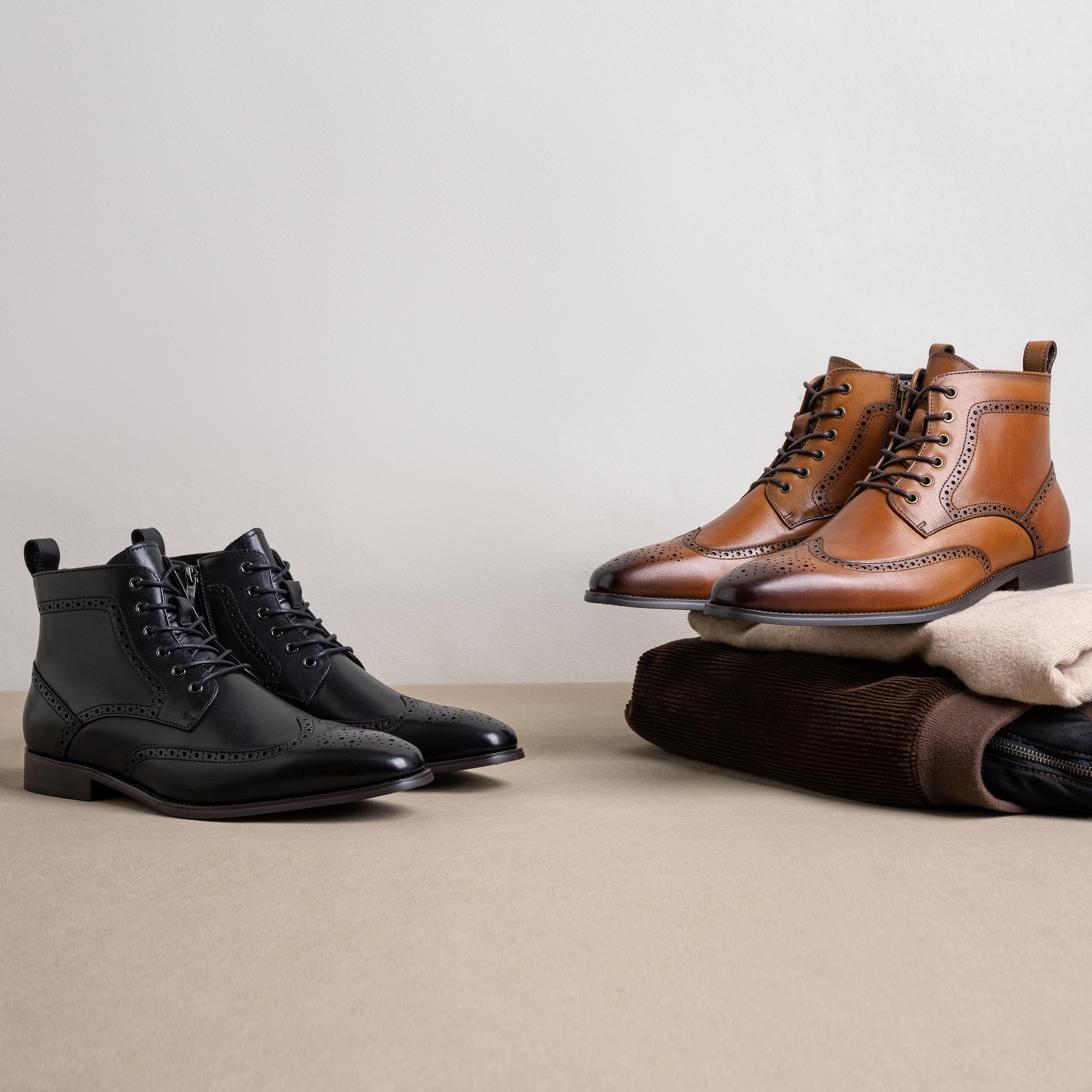 Premium Men's Leather Dress Boots - Cap-Toe Fashion Boots for Business & Casual Wear | Comfortable & Stylish Footwear for Office, Parties & Outdoor Events