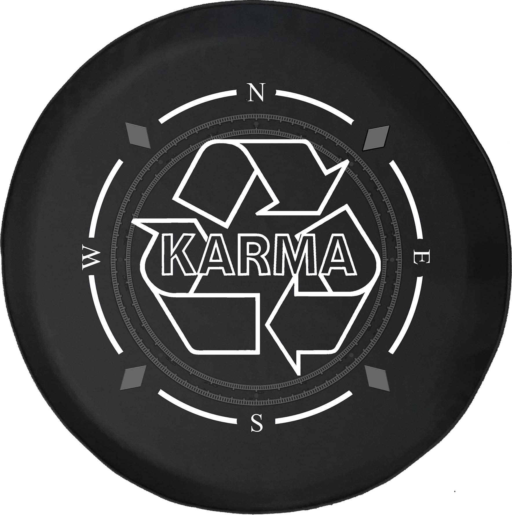 Eco-Friendly Recycled Spare Tire Cover with Compass Design - Fits SUV, Trailer, RV & Most Vehicles | Durable Wheel Accessory for Off-Road Adventures & Camping Trips