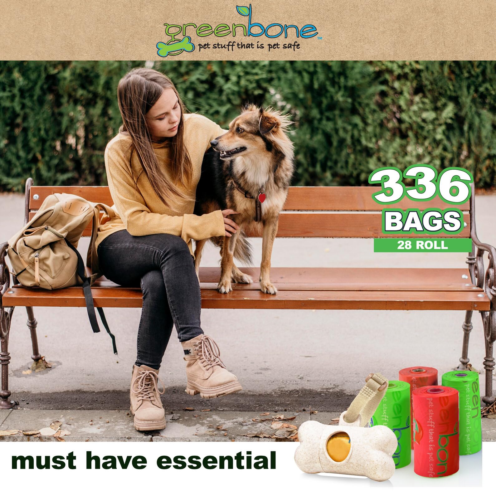 Jar-O-Refills Dog Poop Bags & Dispenser - 28 Rolls (336 Bags) | Eco-Friendly Waste Bags for Dogs | Perfect for Walking, Park Visits & Backyard Cleanup