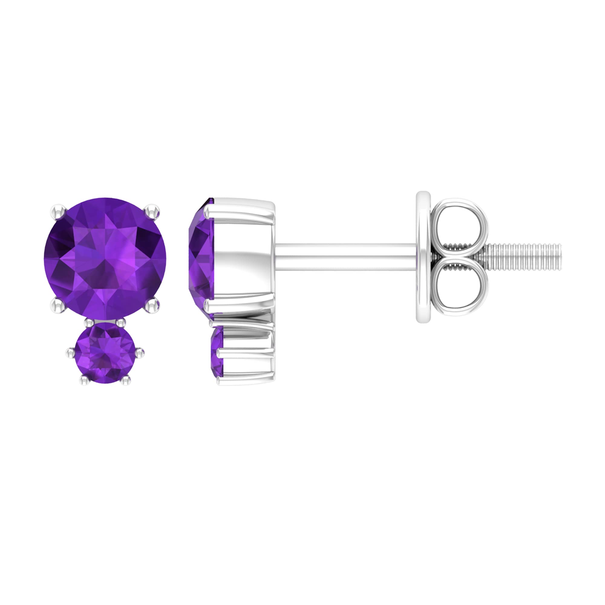1/2 CT Amethyst Stud Earrings for Women - 14K Solid Gold Minimalist February Birthstone Jewelry - Perfect for Everyday Wear, Gifts & Special Occasions