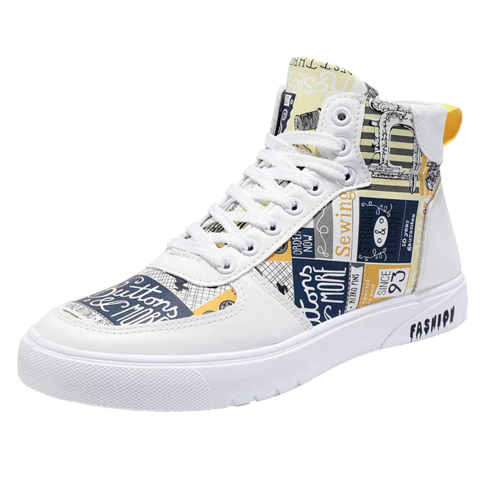 Men's High Top Casual Sneakers - Leather Lace Up Walking Shoes for Men | Comfortable & Stylish for Daily Wear, Sports & Outdoor Activities