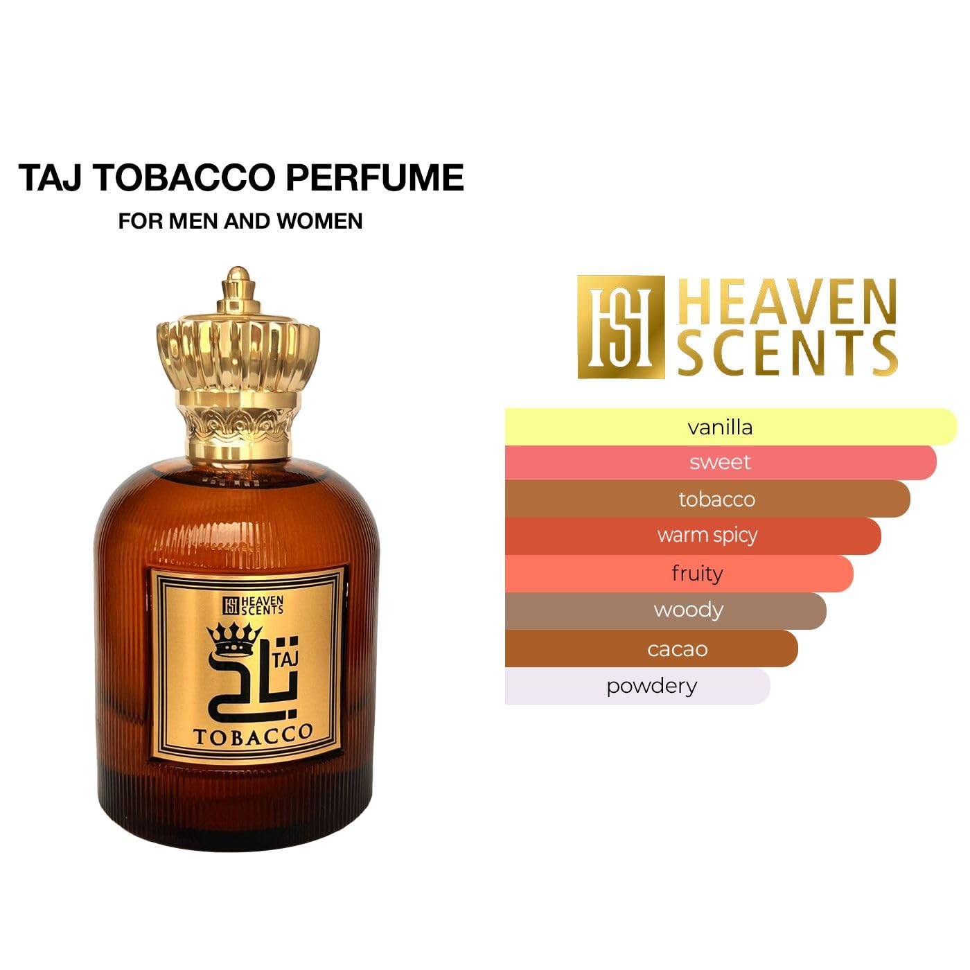 Taj Tobacco Unisex Perfume Extrait De Parfum Spray - 3.4 oz / 100ml - Long Lasting Luxury Fragrance for Men & Women - Perfect for Date Night, Special Occasions & Daily Wear