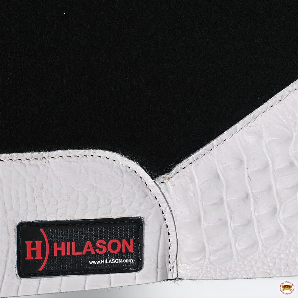 HILASON Western Wool Felt Gel Horse Saddle Pad with White Alligator Print Leather - Comfortable & Durable Riding Pad for Trail Riding, Training & Show Horses