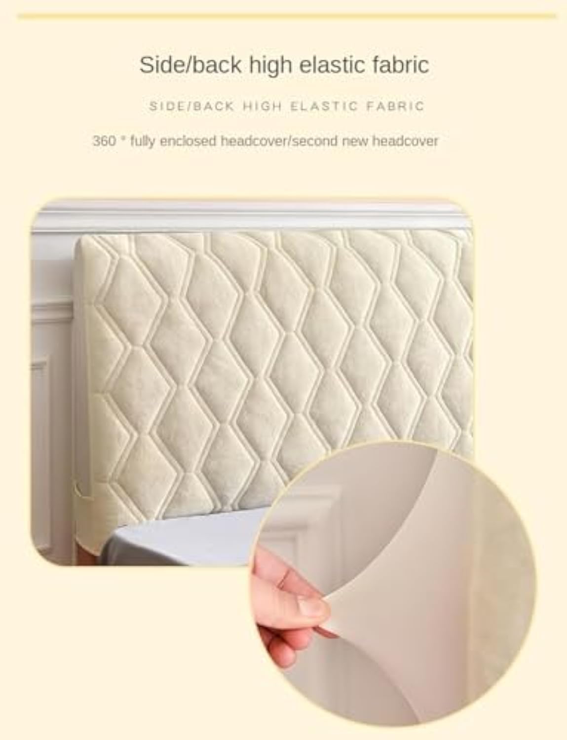 Velvet Quilted Headboard Cover for Full, Queen & King Size Beds - Thick Dustproof Headboard Slipcover Protector (Champagne, 86
