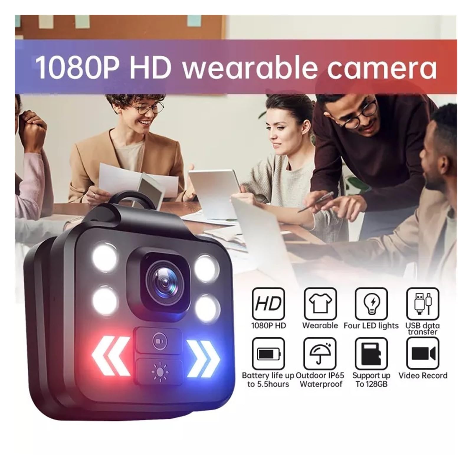 MZZYG 1080P HD Wearable Body Camera with Night Vision & IP65 Waterproof - 1000mAh Battery & 64GB TF Card Included - Perfect for Outdoor Sports, Security Surveillance, and Adventure Recording
