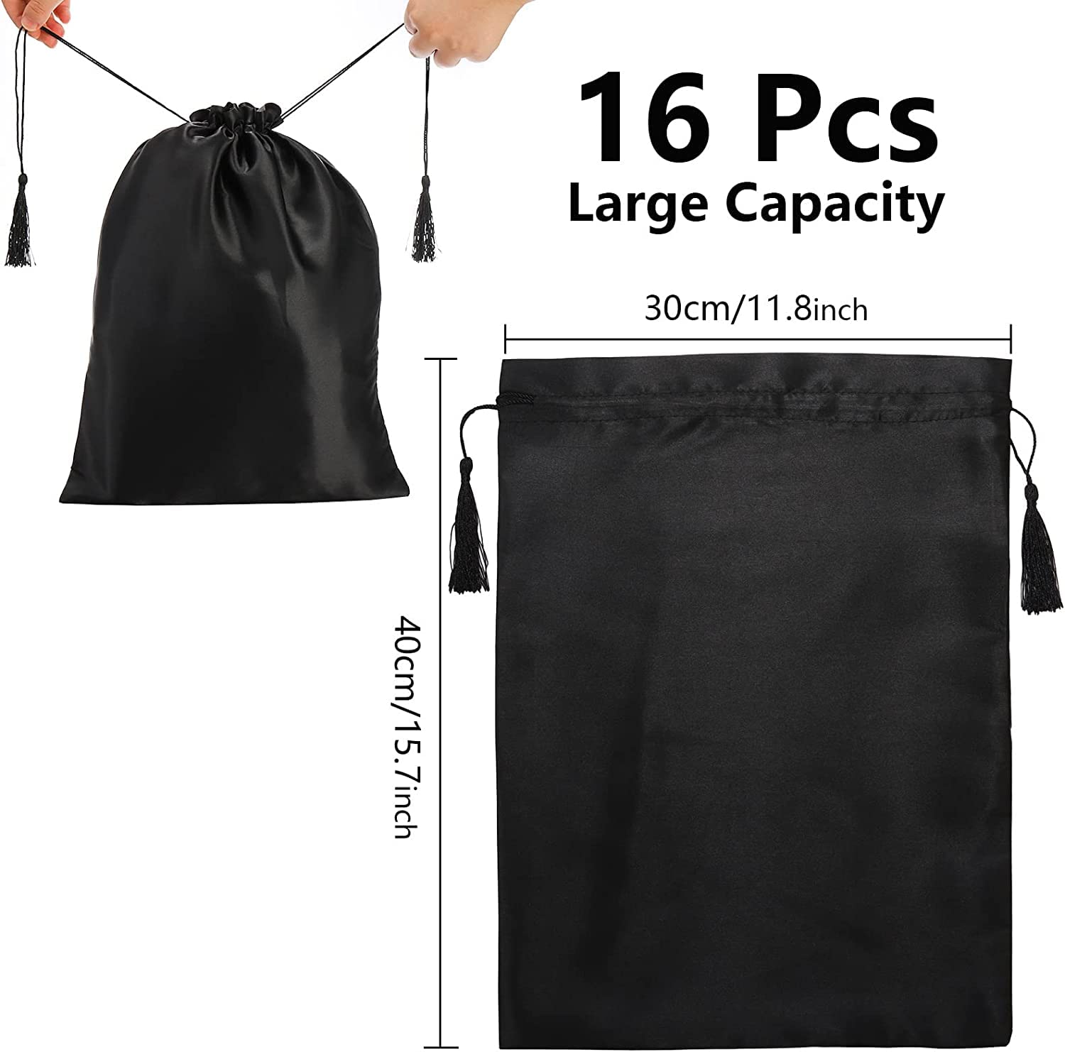 16 Pcs Silk Satin Wig Bags 12