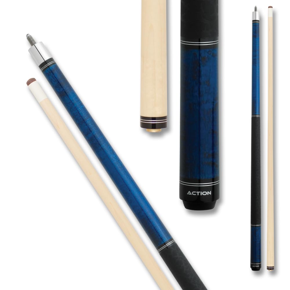 Professional 19oz Blue Billiards Pool Cue Stick with Action Rings - Perfect for Tournaments, Bars & Home Game Rooms