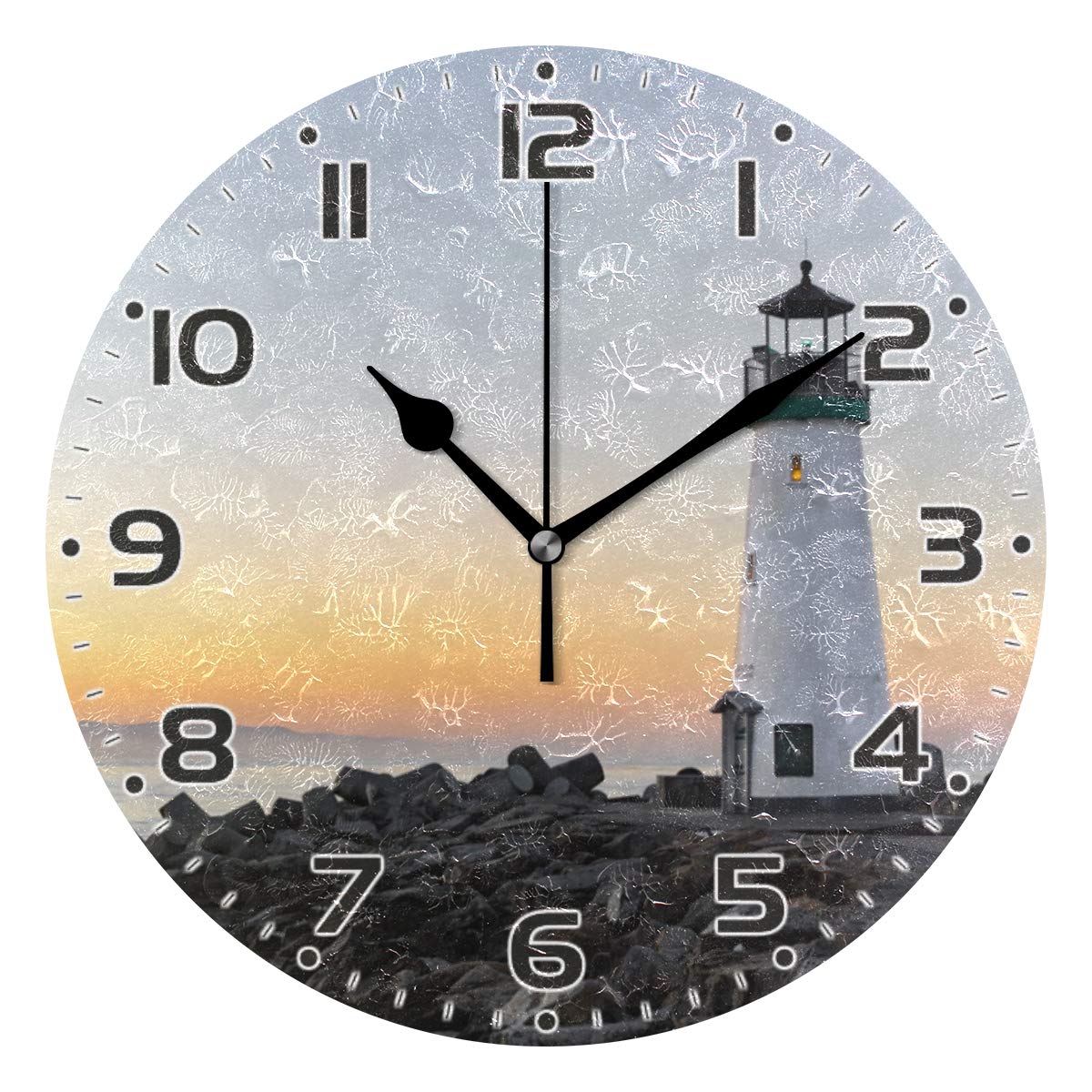 Vintage Lighthouse Wall Clock - Silent Non-Ticking Decorative Clock for Home, Office, Bedroom & Classroom | Perfect for Coastal Decor, Nautical Theme Rooms & Gift Giving