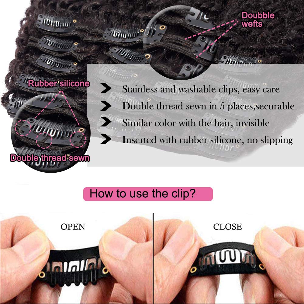 Afro Kinky Curly Clip-In Human Hair Extensions 20