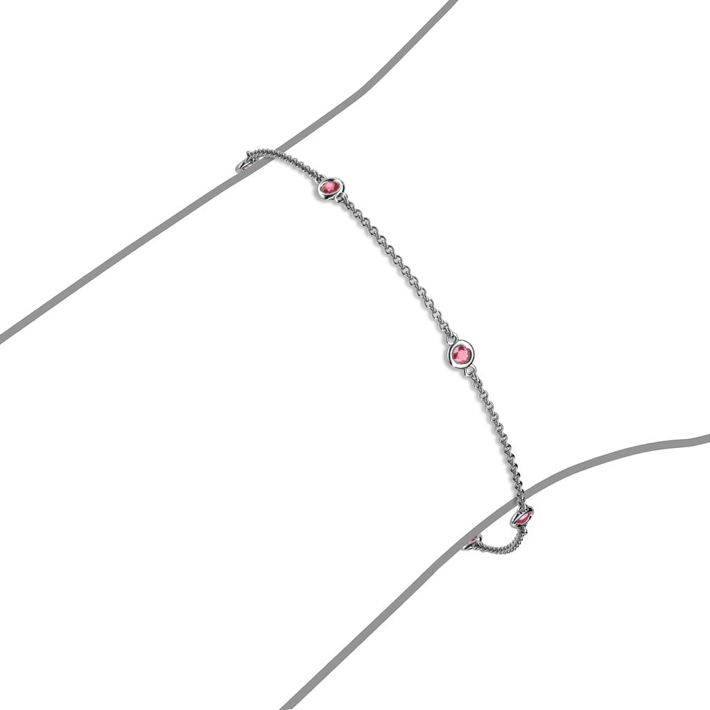 Pink Tourmaline 5-Station Petite Bracelet 0.18ctw 14K Gold - Elegant Jewelry Gift for Women, Perfect for Everyday Wear & Special Occasions