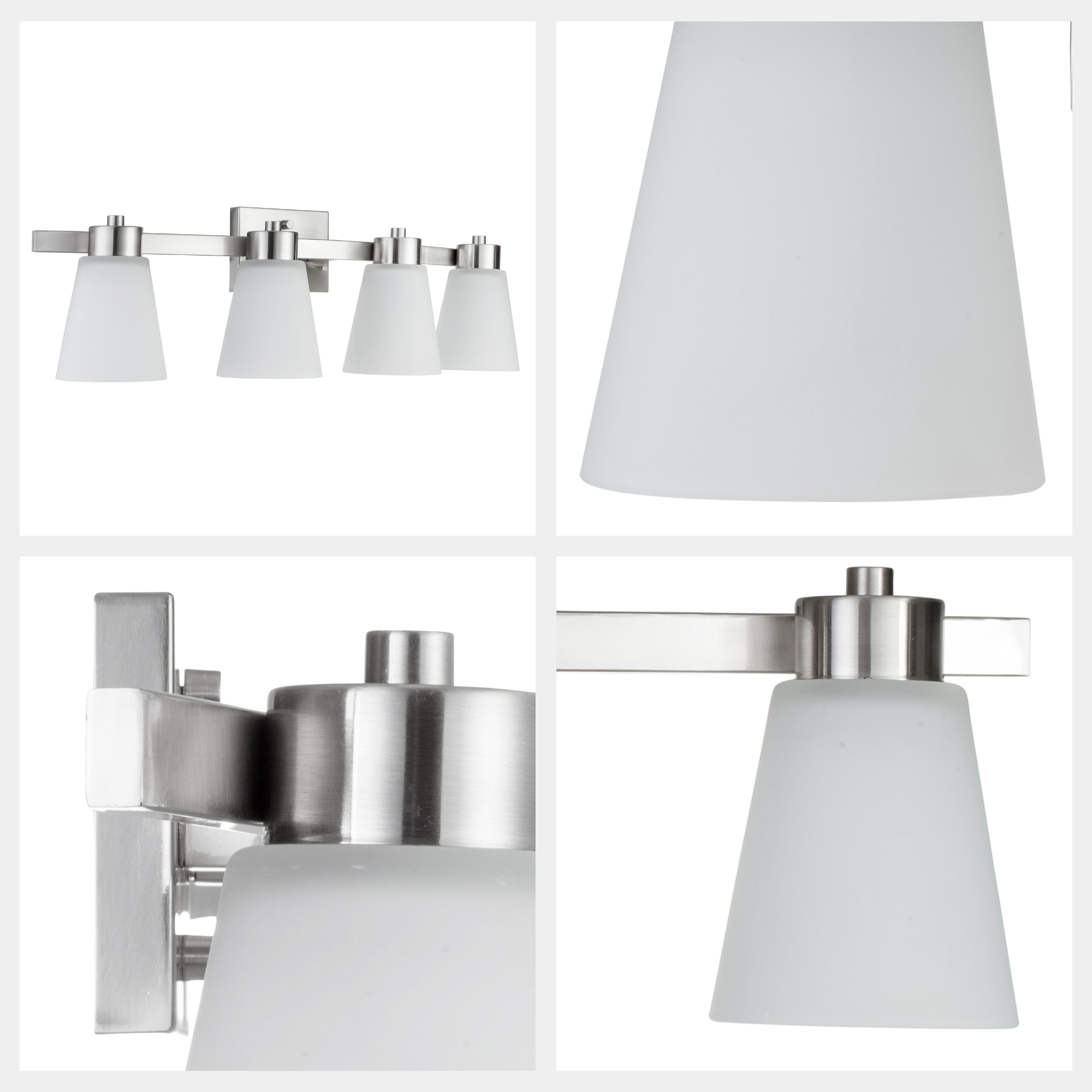 Fairendale 4-Light Vanity Light with Frosted Glass Shade in Brushed Nickel Finish - Perfect for Bathroom, Bedroom, and Dressing Room Lighting