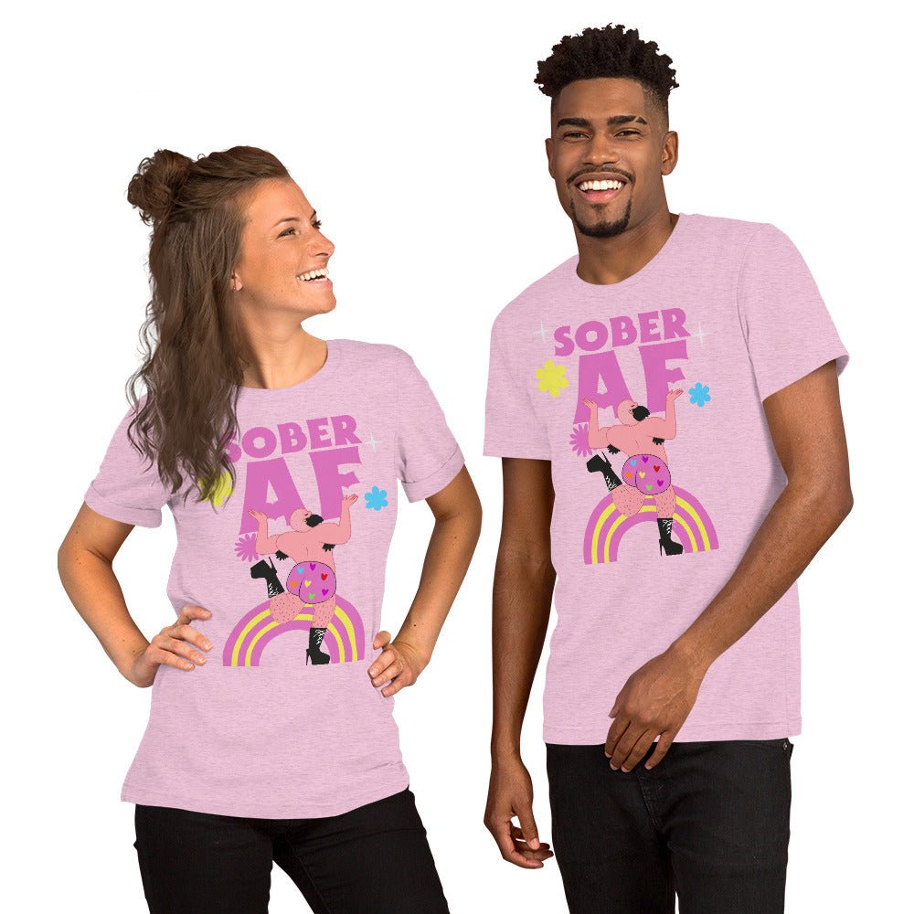 Sober AF Rainbow Resilience Unisex T-Shirt - Comfortable Graphic Tee for Recovery, Pride & Everyday Wear