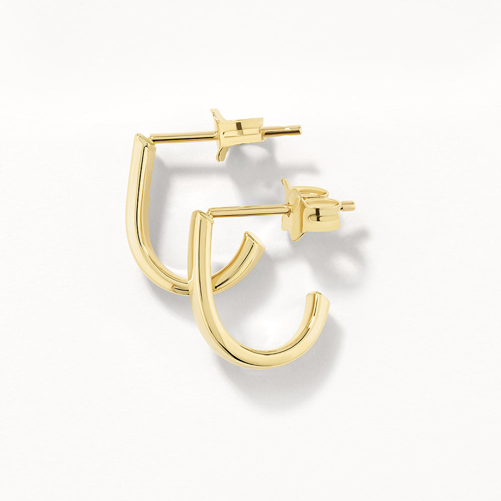 10k Gold Plain Half Huggie Stud Earrings for Women - Minimalist Everyday Jewelry for Work, Date Night & Special Occasions