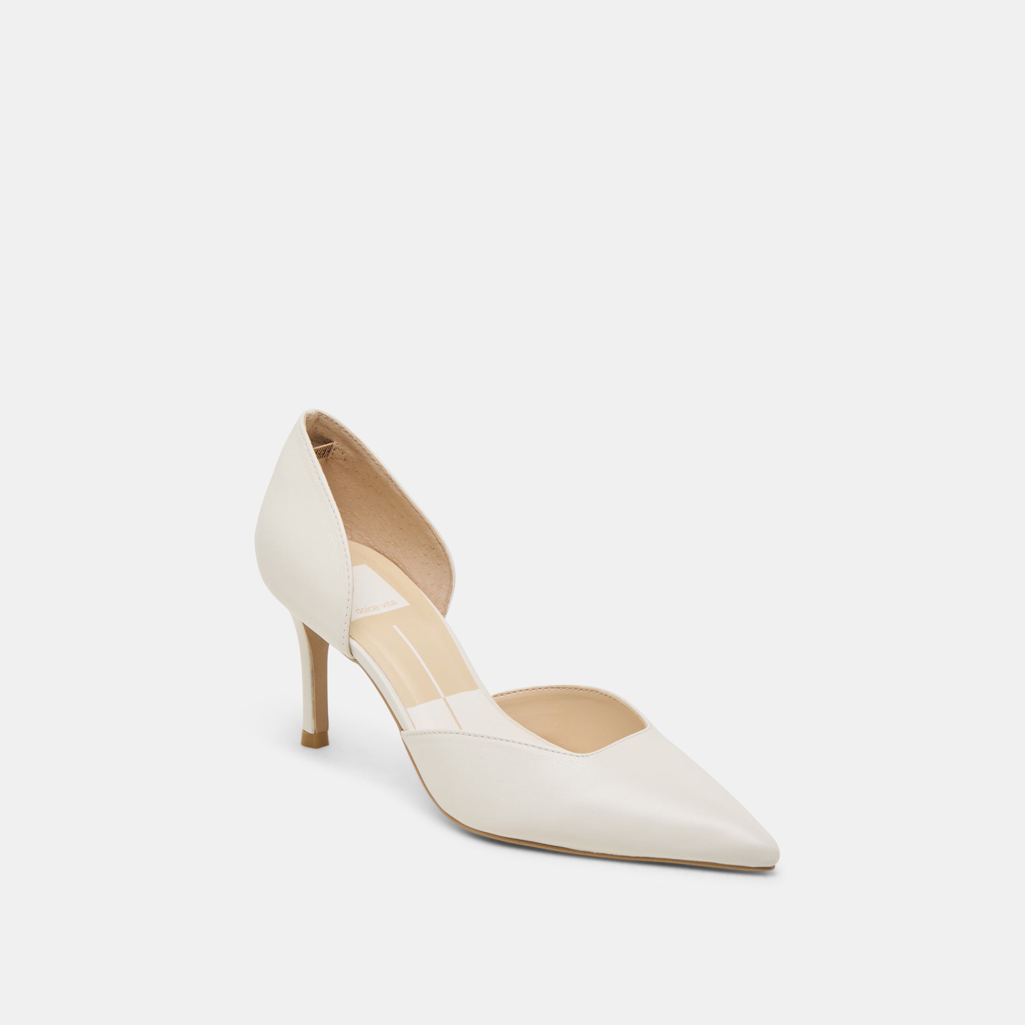 ELOY Women's White Leather Heels - Stylish & Comfortable High Heel Shoes for Party, Wedding & Evening Events