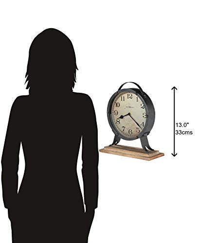 Howard Miller Moscow Mantel Clock II - Battery Operated Analog Wall Clock with Wooden Base & Metal Finish - Perfect for Living Room, Bedroom, Shelf, Fireplace & Farmhouse Decor - Classic Home & Office Timepiece for Traditional & Rustic Interiors