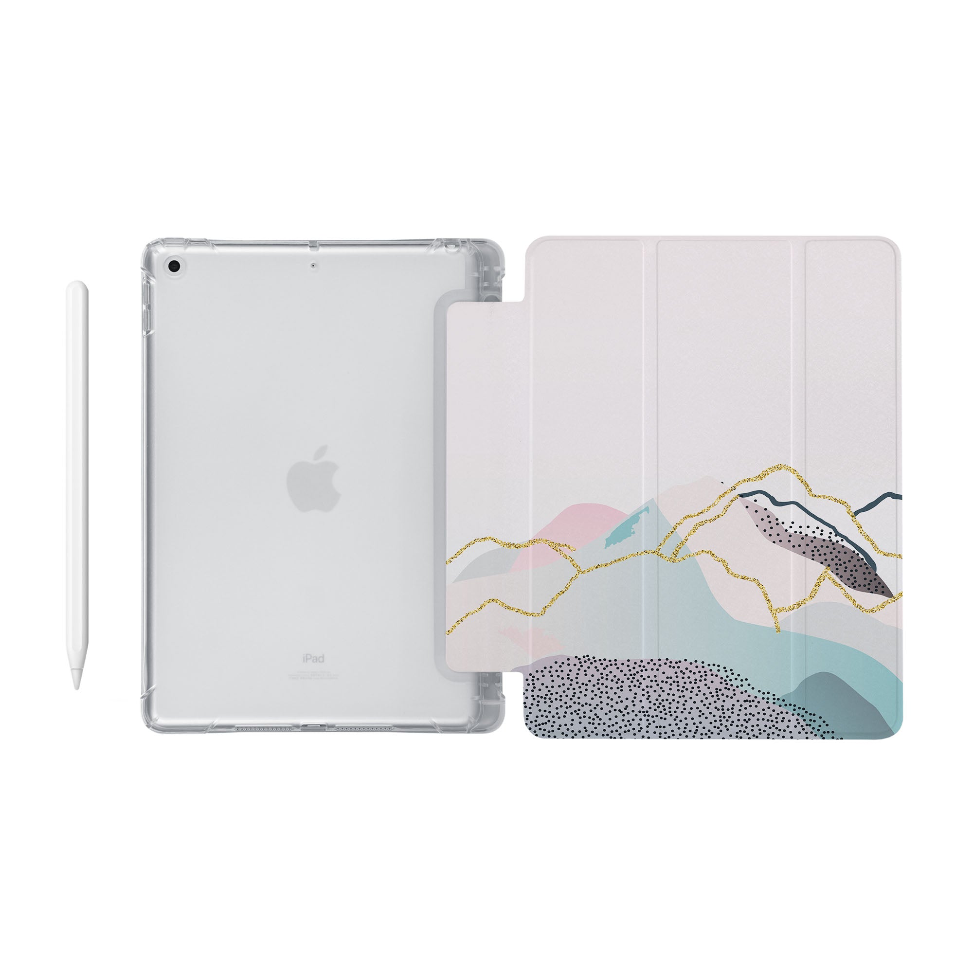 Premium Marble Art iPad See-Through Case - Slim Protective Cover for iPad Air/Pro, Stylish Clear Back with Marble Design - Perfect for Work, School & Travel