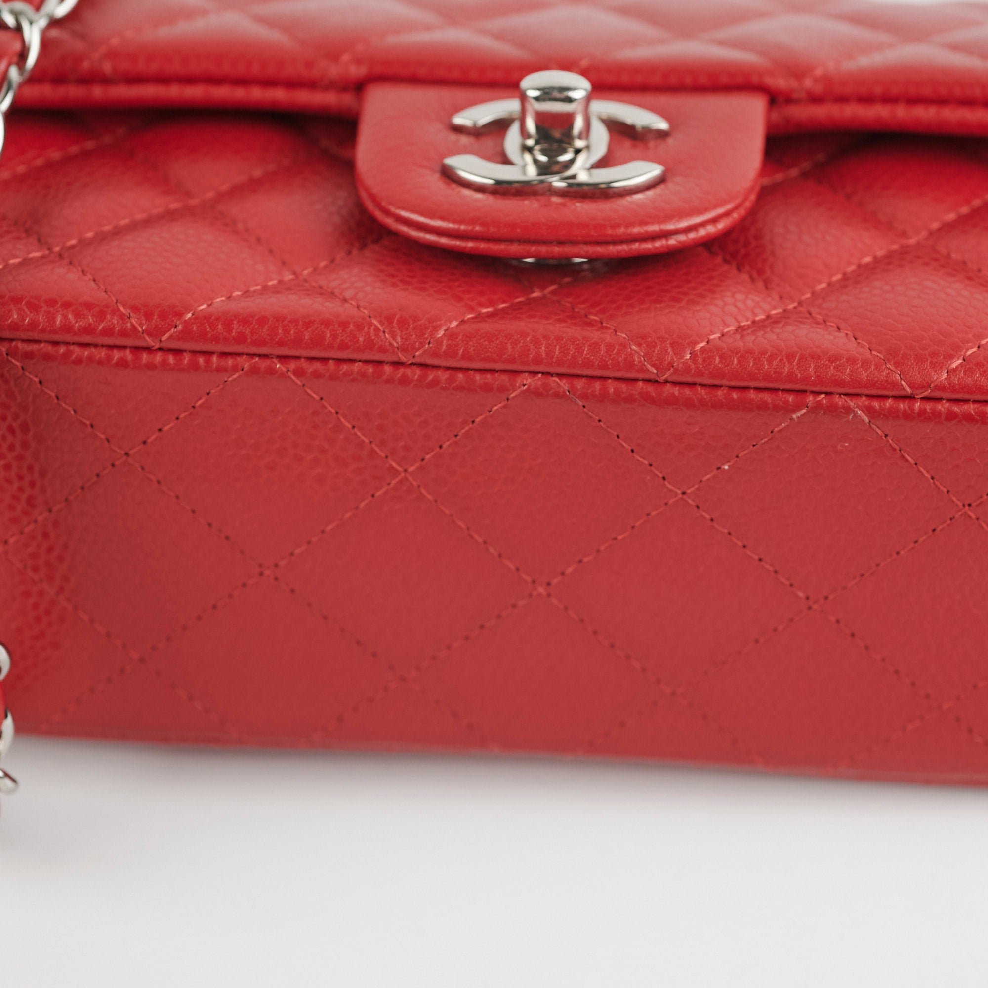 Chanel Mini Rectangular Flap Bag in Red Caviar Leather - Luxury Crossbody Purse for Women, Perfect for Parties & Date Nights
