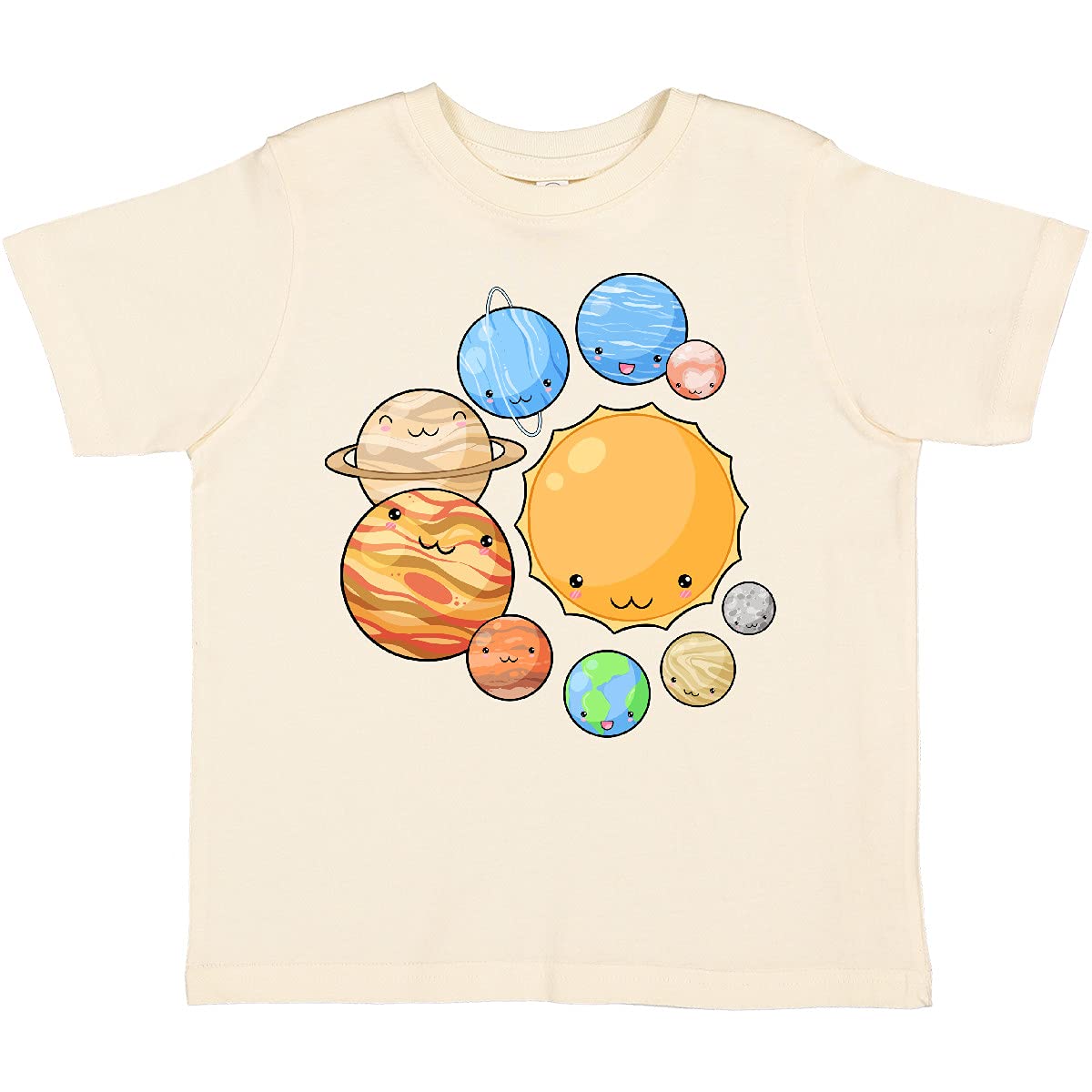 Inktastic Cute Sun and Planets Toddler T-Shirt - Space Themed Kids Tee for Boys & Girls - Soft Cotton Astronaut Shirt for Playdates, School & Birthday Parties