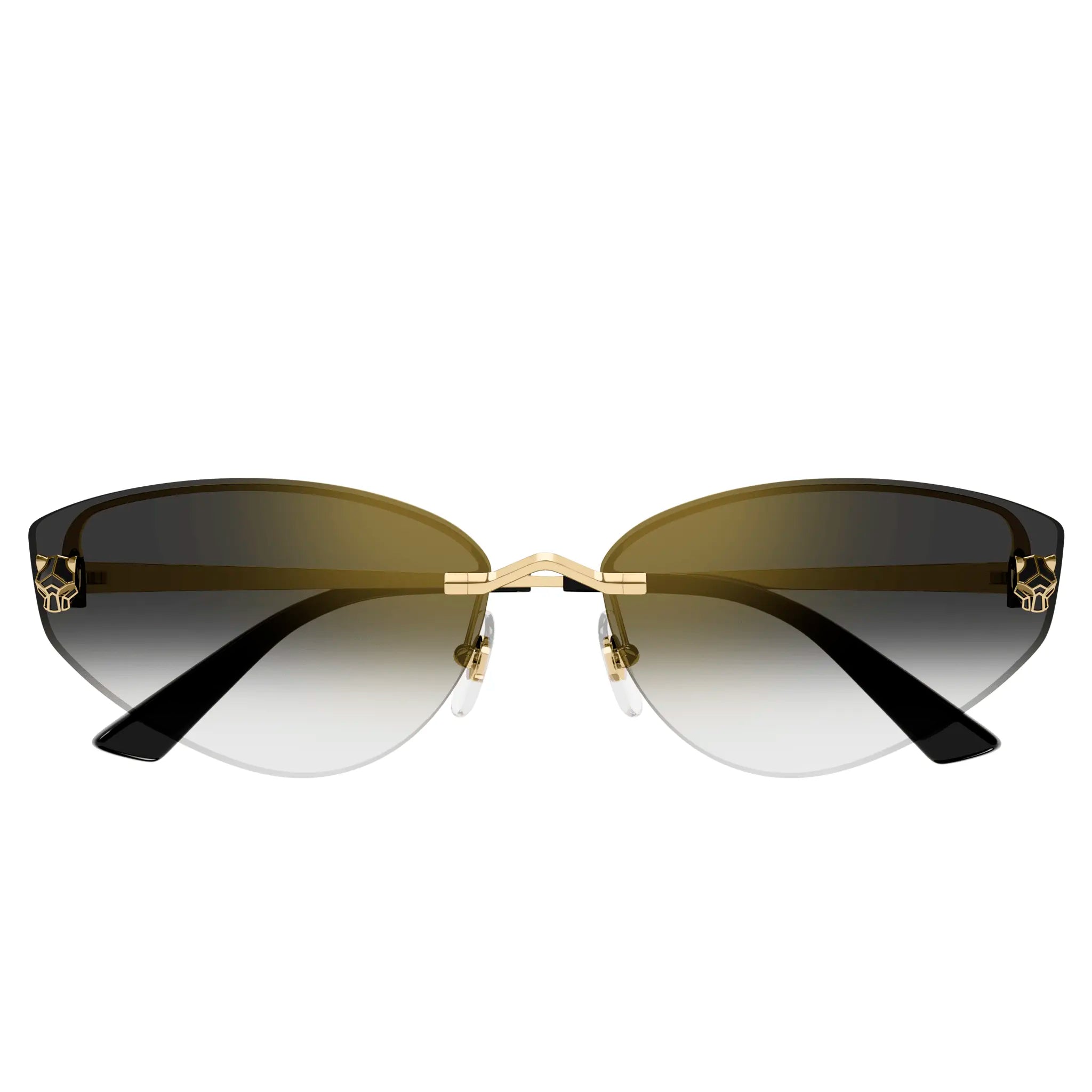 Cartier CT0431S 001 Panthere De Cartier Gold Grey Sunglasses for Women - Luxury Designer Shades for Fashion & Sun Protection - Perfect for Beach, Driving & Outdoor Activities