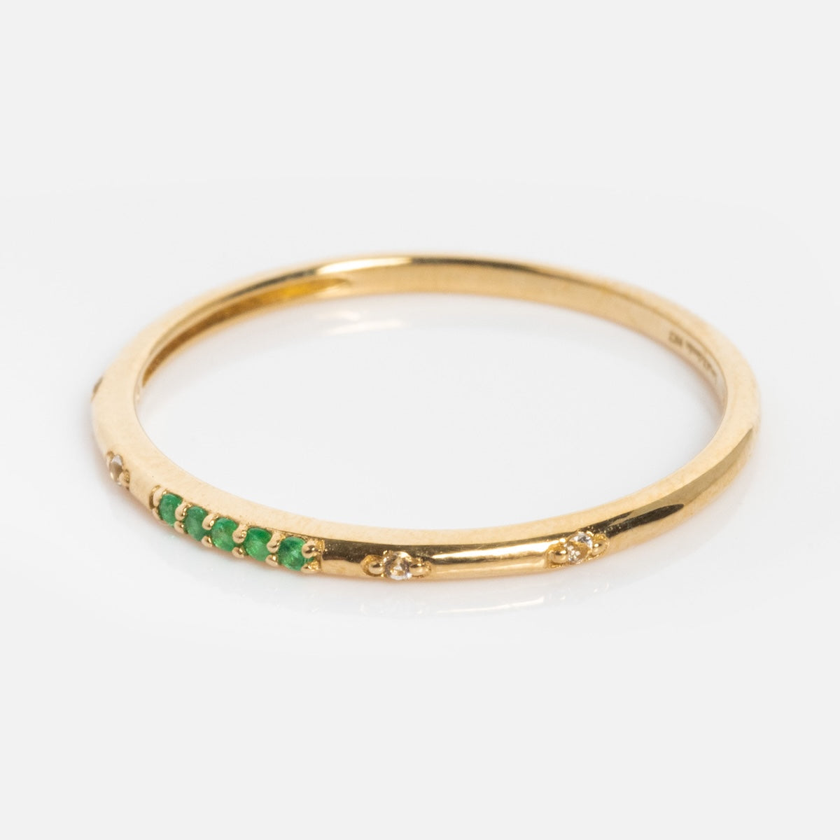 Solid Gold 2025 May Birthstone Emerald Stacking Ring - Dainty Adjustable Ring for Women, Perfect Gift for Mother's Day, Anniversary & Everyday Elegance