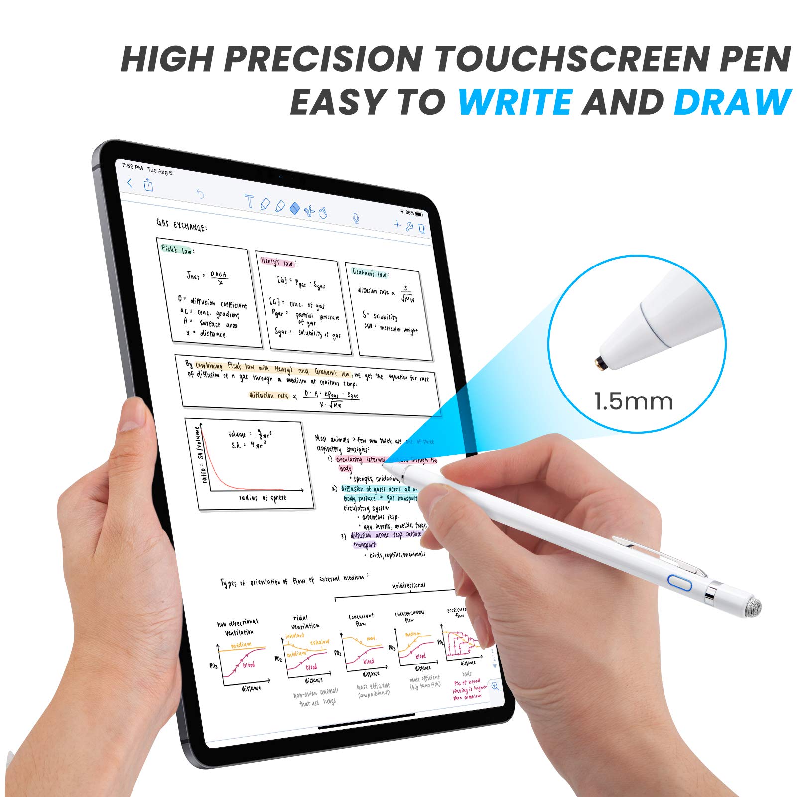 EDIVIA Digital Pencil for Lenovo 2-in-1 Chromebook - 1.5mm Ultra Fine Tip Stylus Pen for Lenovo C330 Chromebook (White) - Perfect for Note Taking, Drawing & Touchscreen Navigation