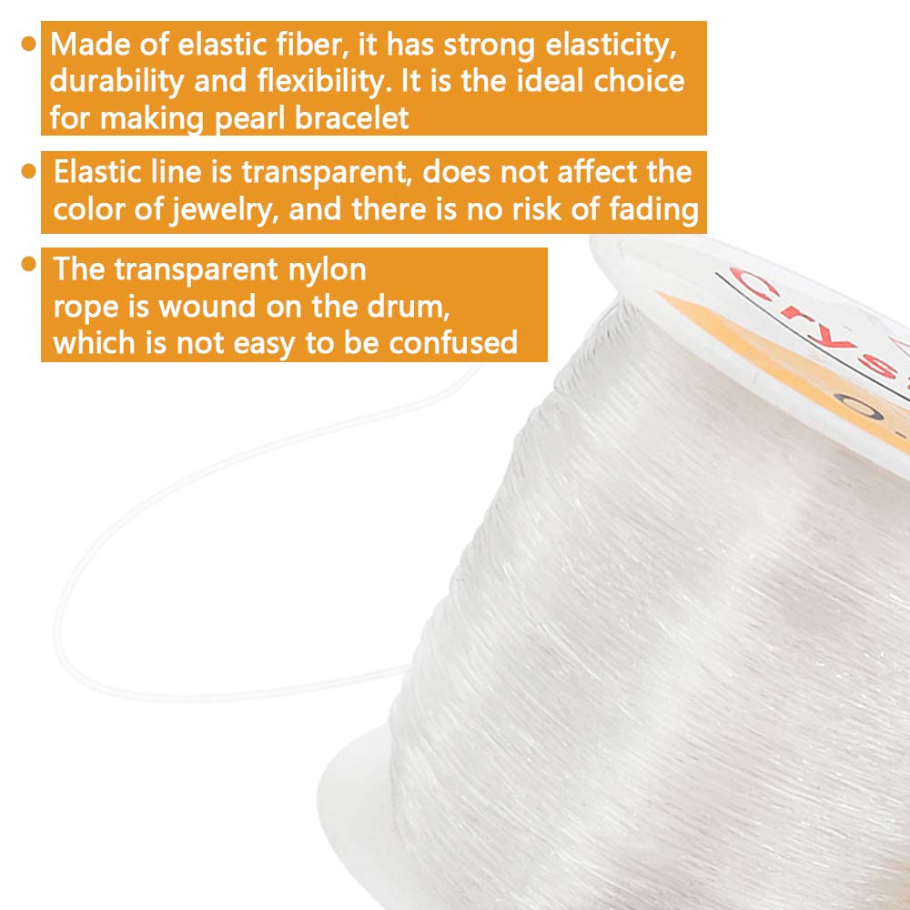 2 Rolls Clear Elastic String Beading Cord - 0.6mm & 0.8mm Strong Stretchy Crystal Bead Wire for Jewelry Making, DIY Bracelets, Necklaces - Perfect for Handmade Crafts, Beading Projects & Gift Making (AM12)